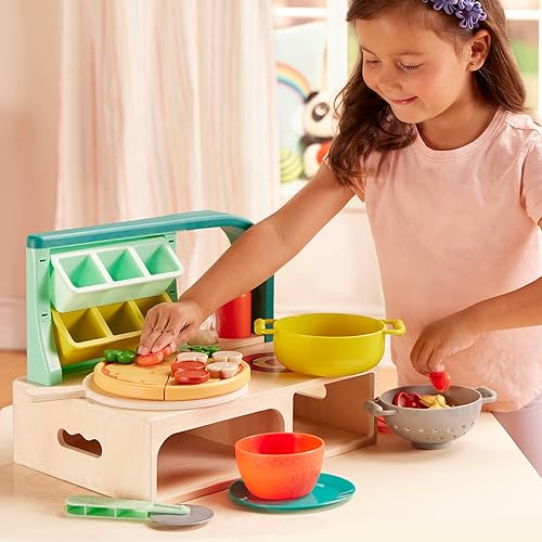 Miniatura 2 de B. toys - Mini Chef - Pizza-n-Pasta Playset - Juego de pizza y pasta de juego de simulación - Comida de juego y accesorios de juego de roles -