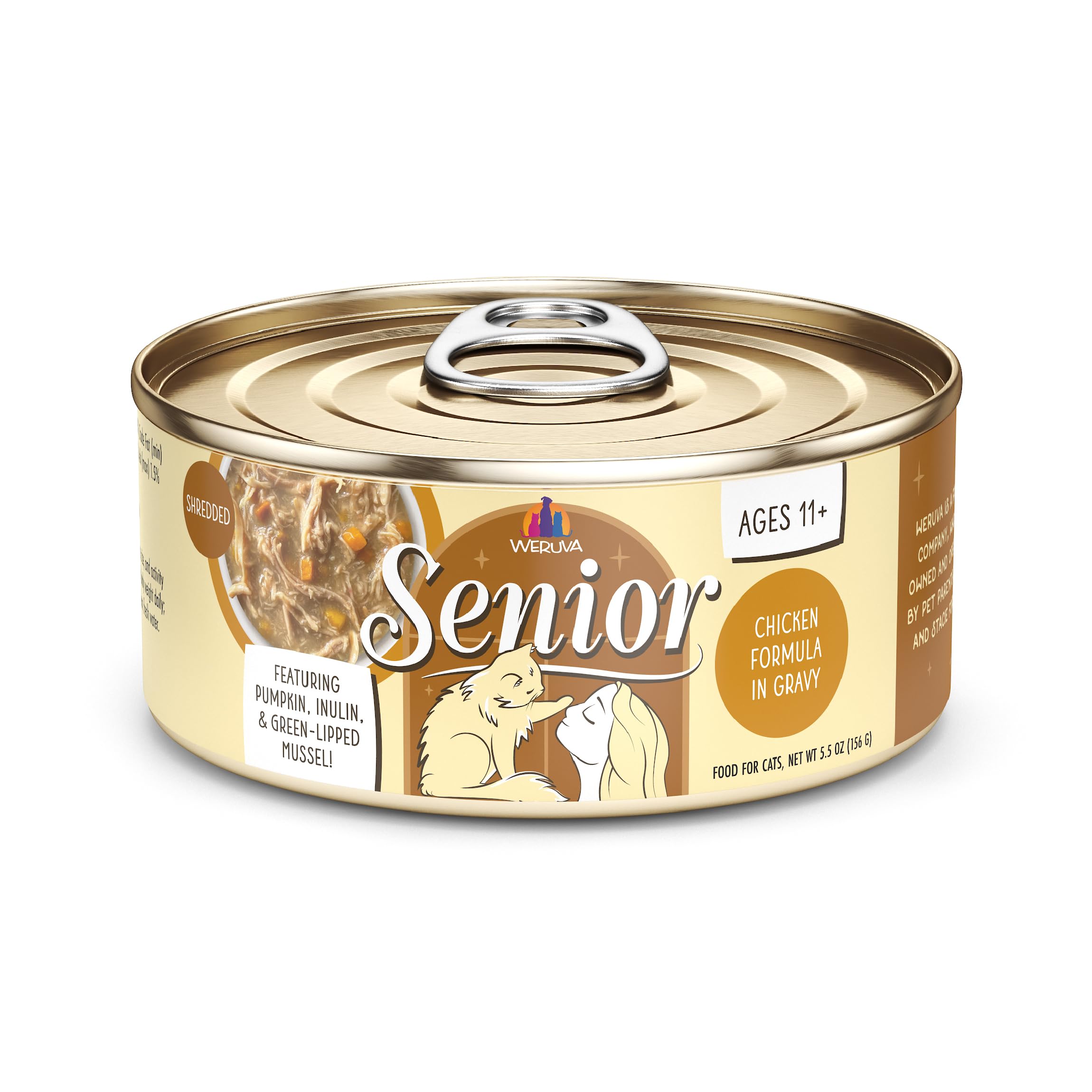 Weruva Cat Senior, Chicken Formula in Gravy, 5.5oz Can, Pack of 8