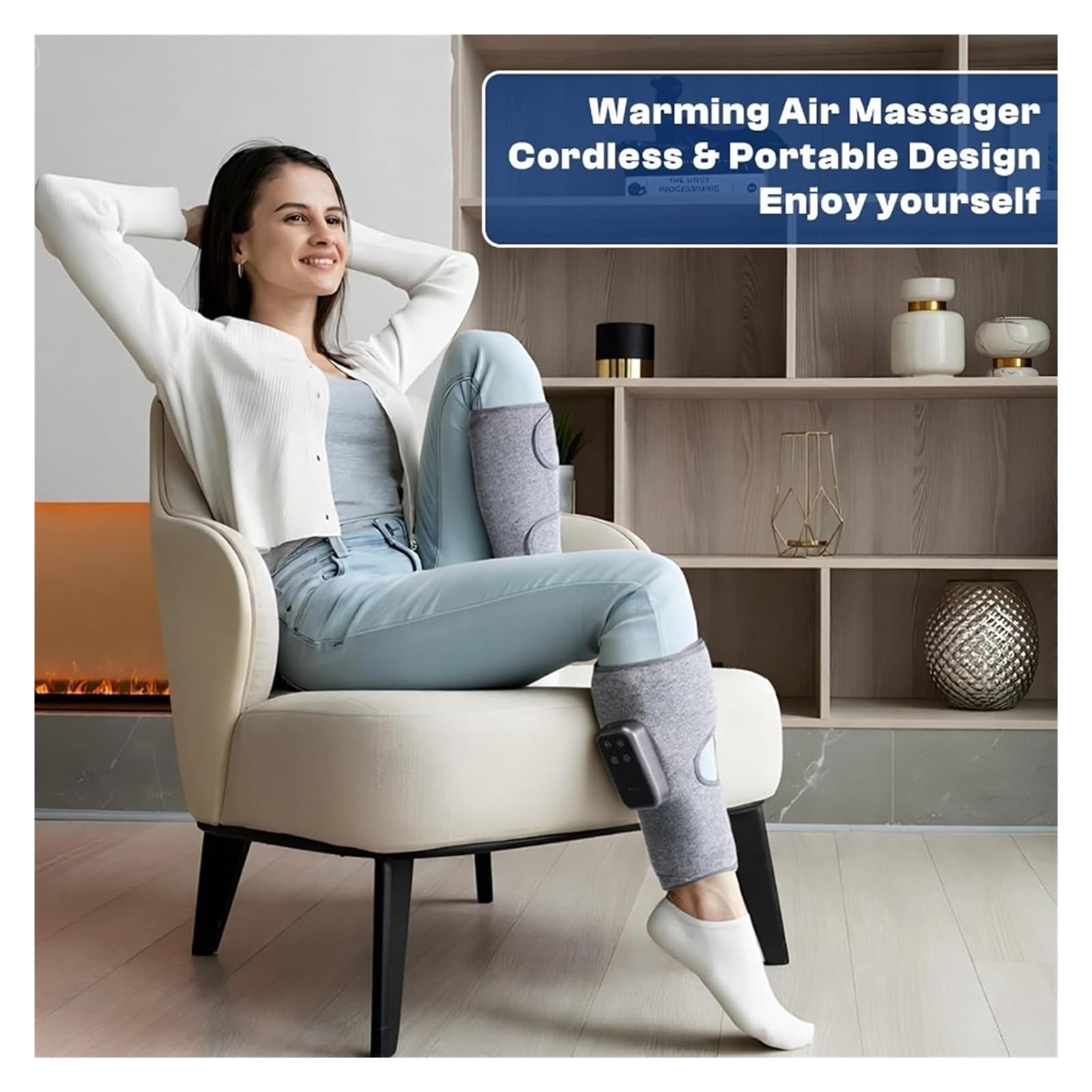Masajeador de piernas inalámbrico con calor y relajación muscular for Cal Leg Massager para la mayoría de tamaños(2pcs)