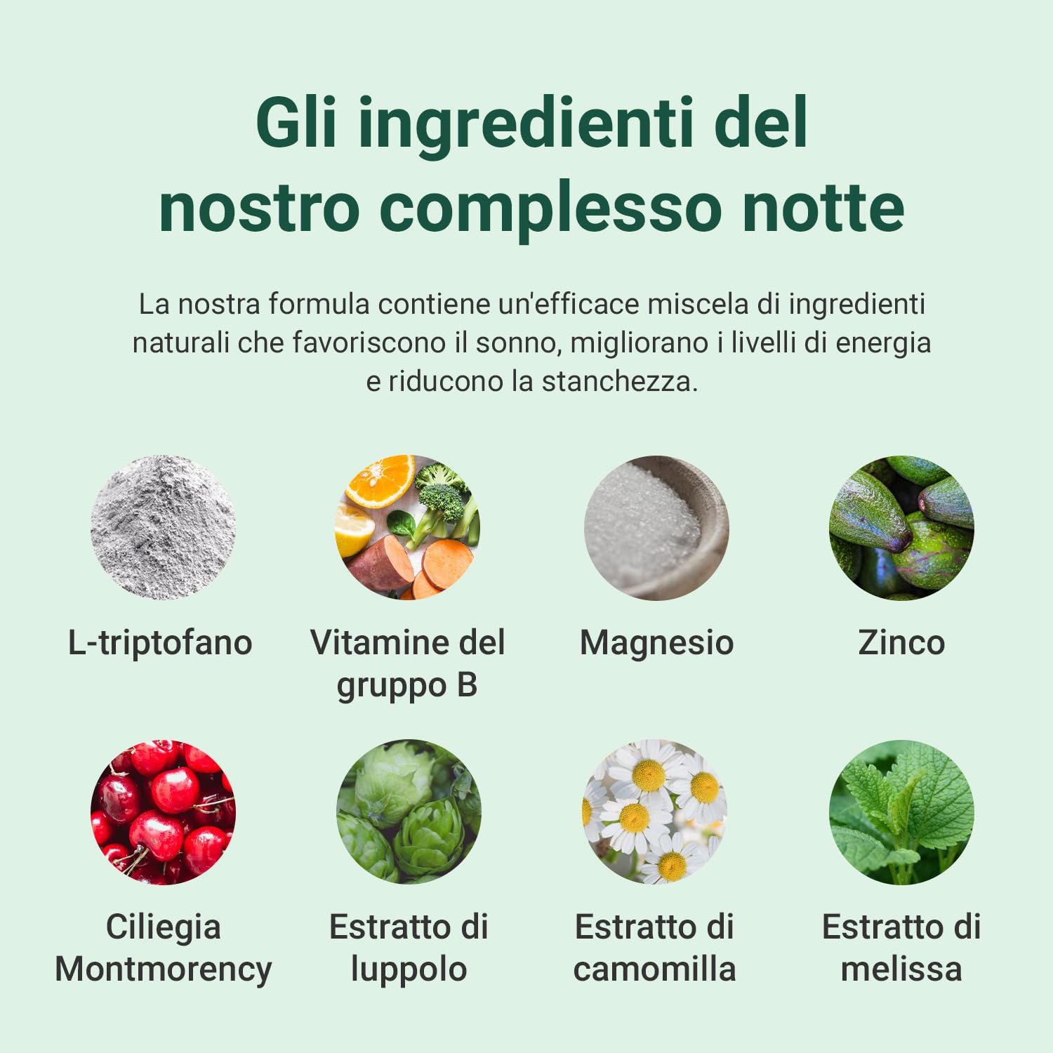 Theonia complesso notte con 100mg di L-triptofano, camomilla e melissa, integratore naturale per il sonno e il relax - 60 capsule, non OGM, vegetariano