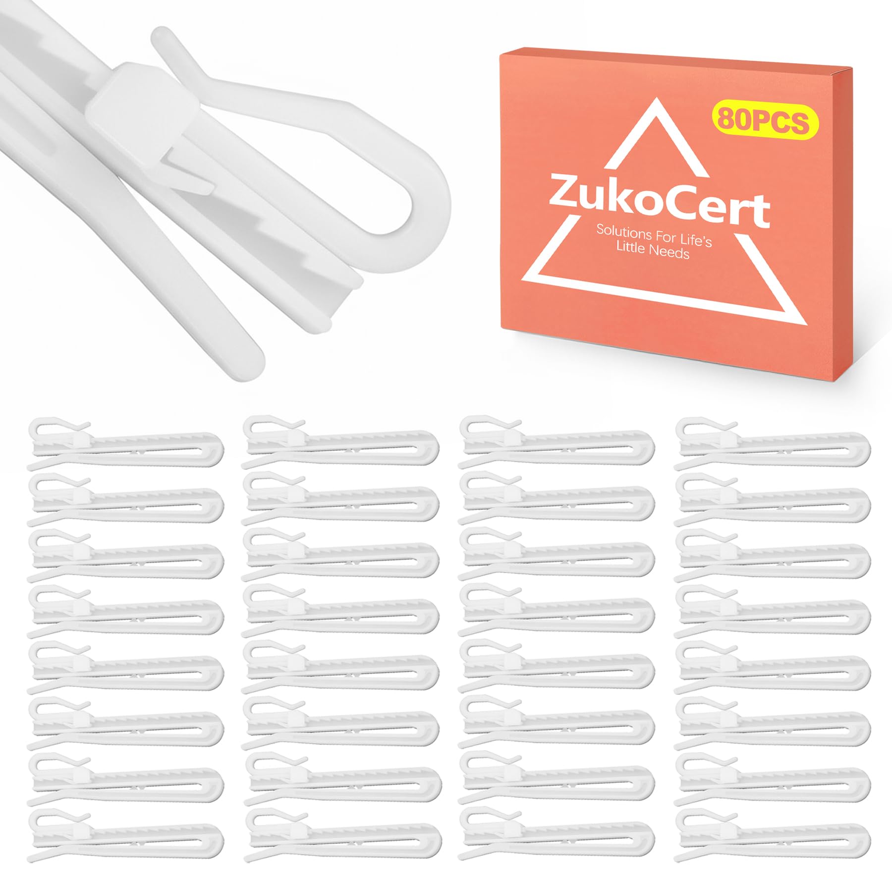 Photo 1 of ZukoCert 80 Pcs Adjustable Pinch Pleat Curtain Hooks - 3.35" Plastic Drapery Hooks for Pleated Drapes - Ratchet System Pleat Hooks for Curtains, Window & Shower