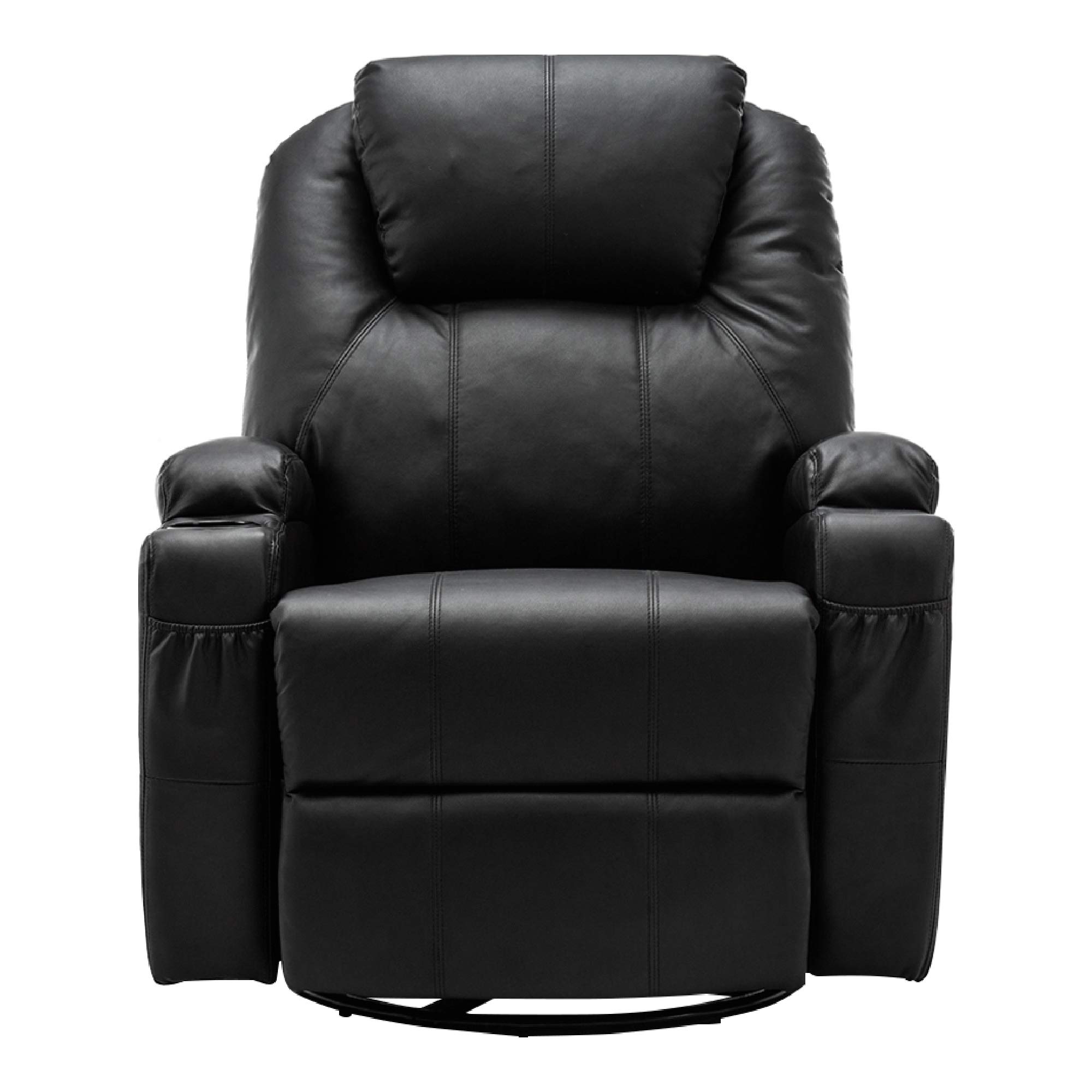 M MCombo Fauteuil de Massage TV Fauteuil Relax 7020, avec Chauffage Rotatif basculant 360°, réglable manuellement (Similicuir Noir)
