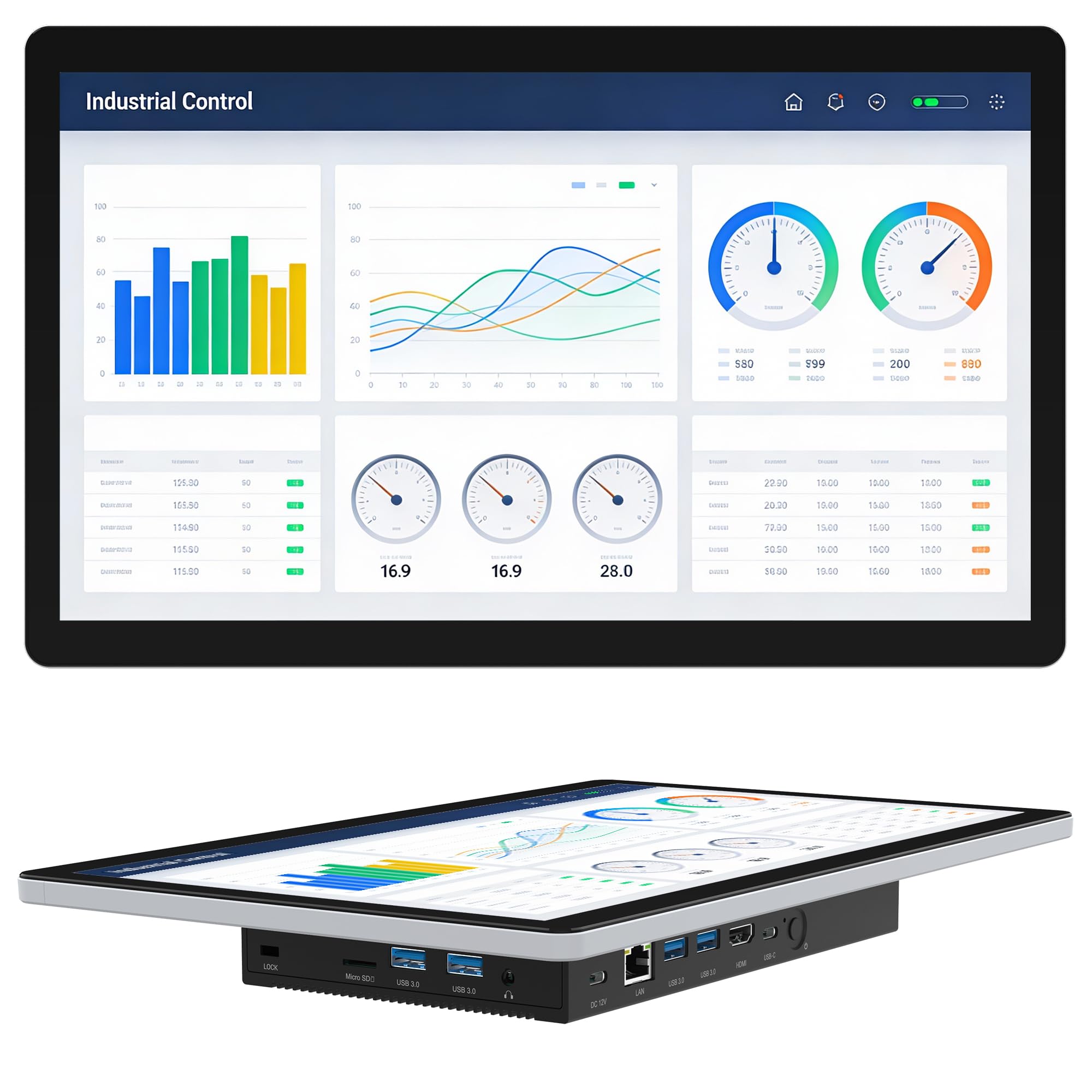 Pannello PC All in One HEIGAOLAPC Win11 Pro, monitor touch screen da 13,3 pollici, N5100, 8 GB RAM, 128 GB ROM, PC integrato Touchscreen 1920 x 1080, Wifi5.0, USB3.0 x 4, RS232, HDMI2.0, USB Type-C