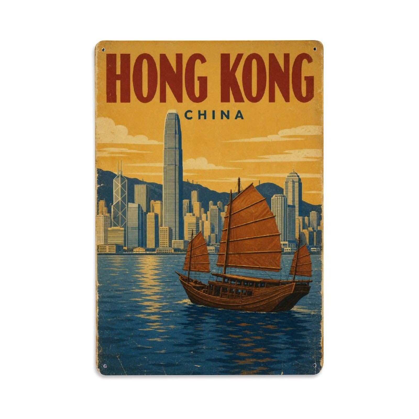China Hong Kong Heritage Travel Cultural Metal Tin Sign