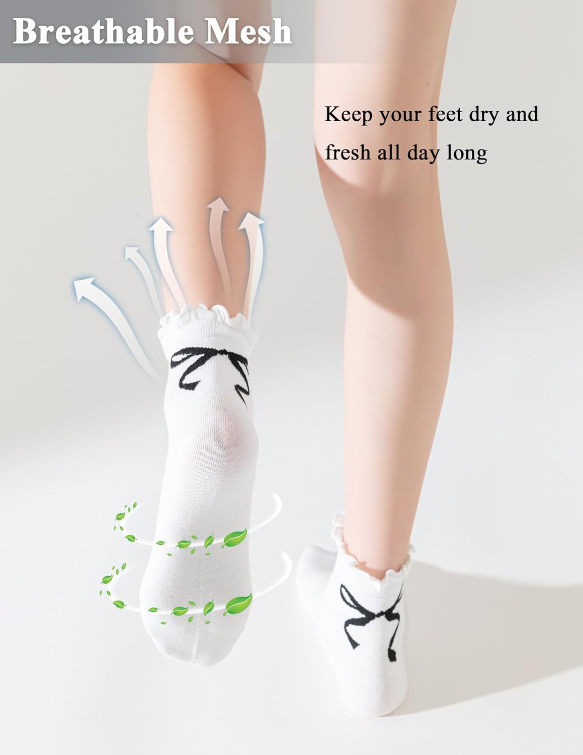 Women's Ankle Socks,Ruffle Cuff,Cute Vintage Patterned,Casual Dress Sock,Princess Lettuce Floral Socks 6Pack - Image 2