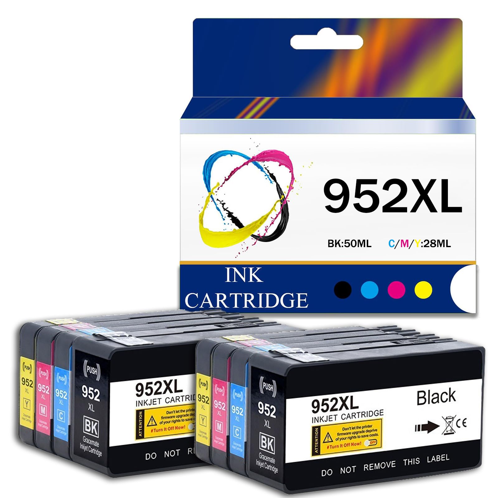 952xl BK/C/M/Y cartucce di Inchiostro ad Alta resa Sostituzione per HP OfficeJet PRO 7720 7730 7740 8210 8216 8702 8710 8714 8715 8717 8720 8724 8725 8730 8734 8740 8743,4 Colors-2Pack