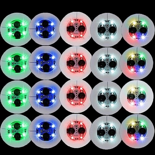 20 posavasos LED redondos para botella de licor de vino, fiesta de bebidas, fiesta de bar (multicolor)