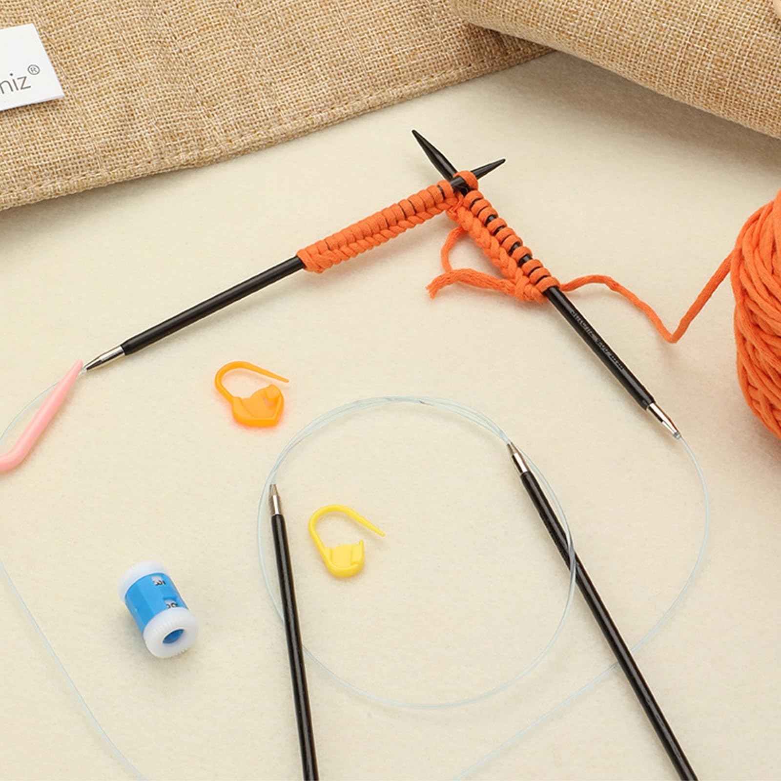 Rundstricknadel-Set, 11 Stück, 2,5–8 mm, glatte, flexible Holznadeln mit Aufbewahrungstasche, ideal für alle Garnarten, Haus und Küche, Kunst und Handwerk, Strickwerkzeug
