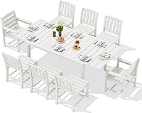 Vista 46 de SERWALL Juego de comedor para exteriores de 9 piezas, mesa de comedor expandible de 60 a 83 pulgadas y 8 sillas de polietileno de alta densidad