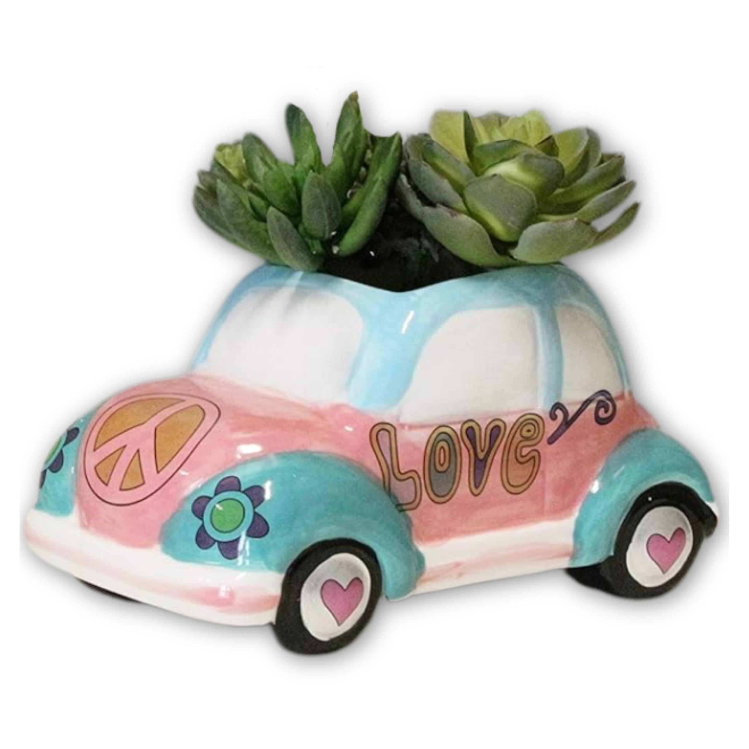 花 t3plant.car Amazon.com : The Bridge Collection Hippy Vehicle Planter Pot (Love