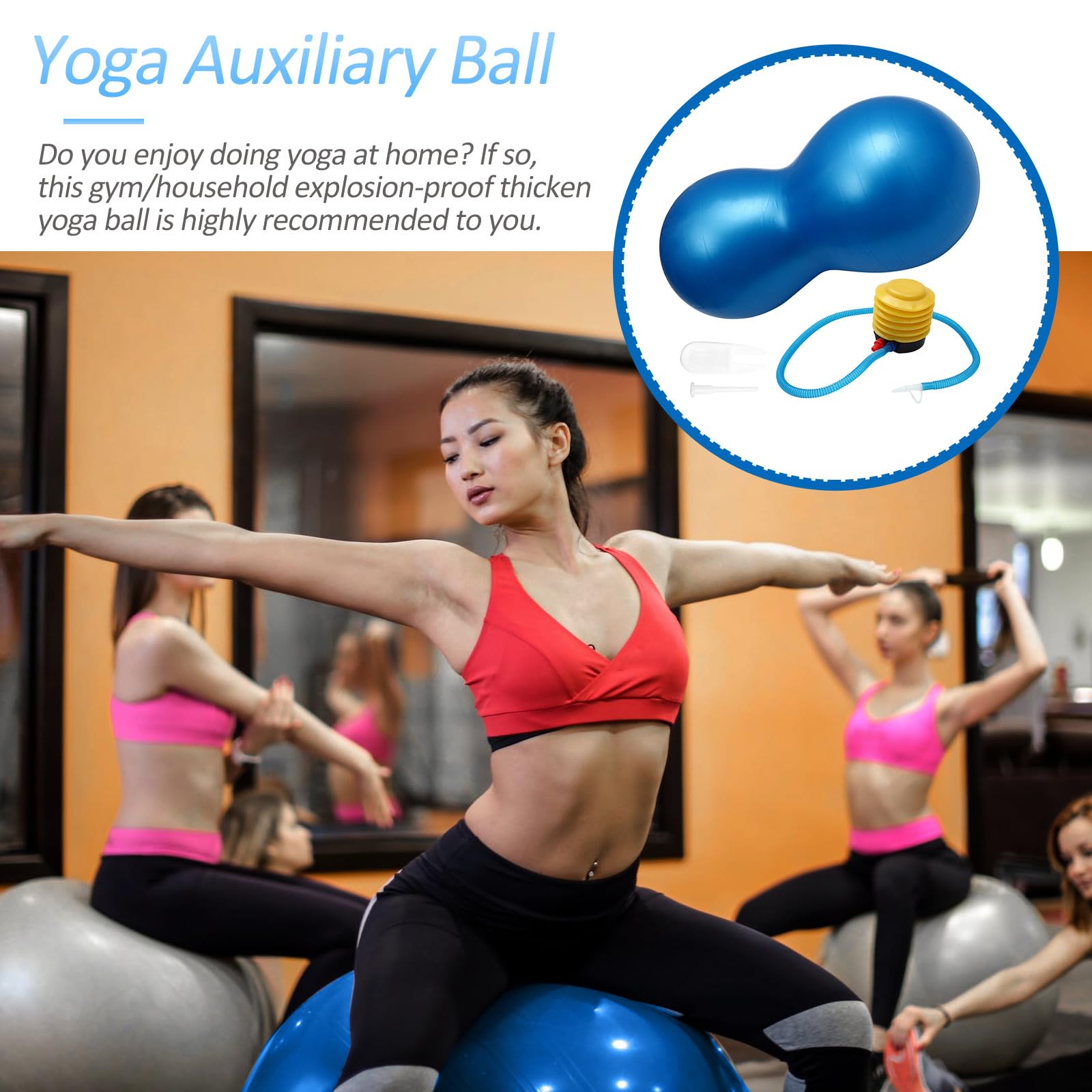 da Yoga a Forma di Arachide Fitness Anti-scoppio 45x90 Cm in Pvc con Gonfiatore Sicura e Confortevole per Bodybuilding e
