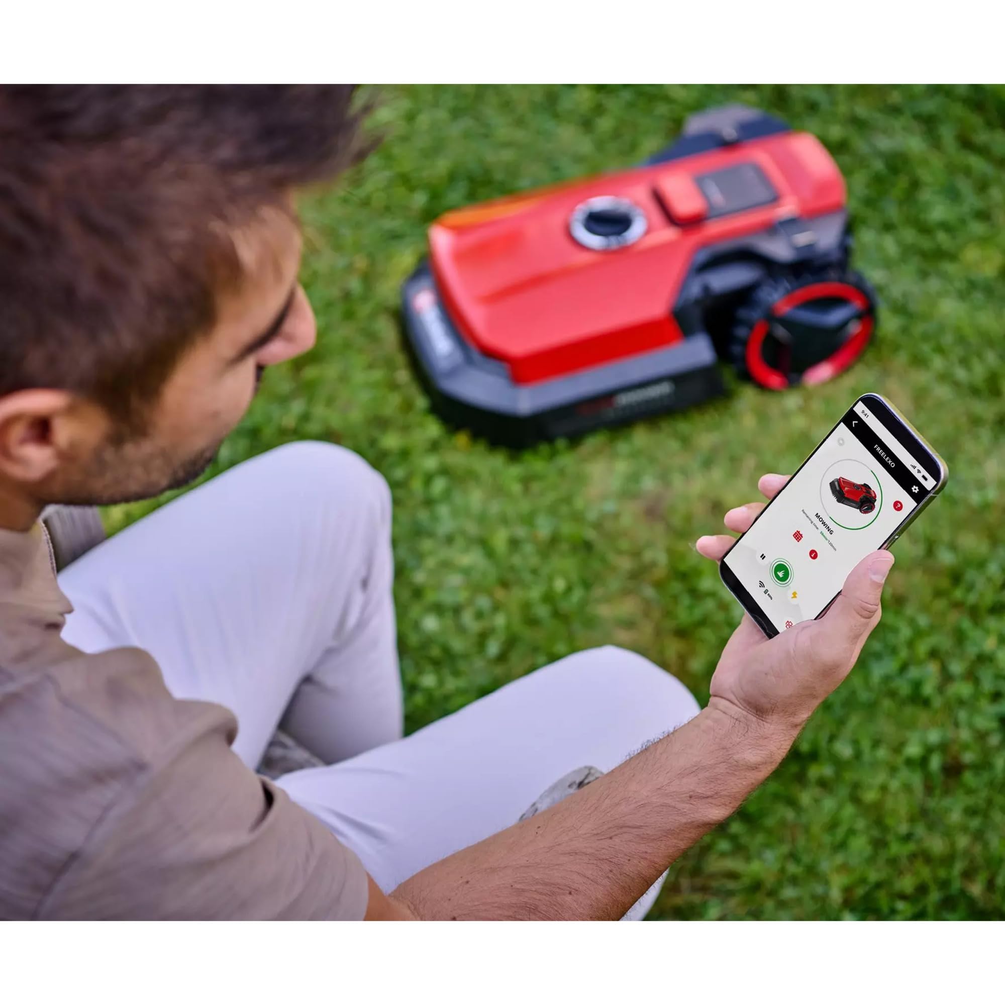 Einhell FREELEXO 500 Power X-Change robot kosiarka (18 V, sterowana aplikacją), IPX5, aktualizacje Over-the-Air (OTA) przez WiFi, z materiałem instalacyjnym do 500 m² i akumulatorem 2,5 Ah Plus)