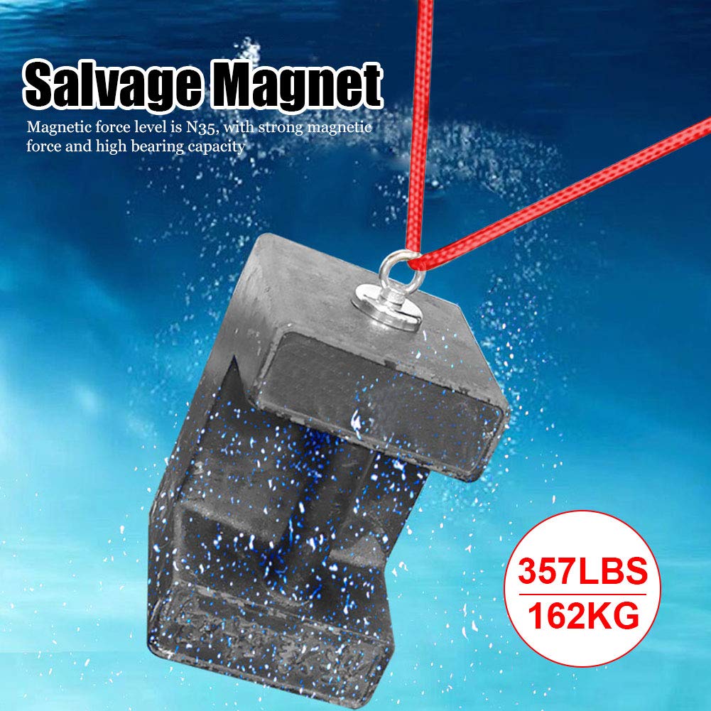 Magnete di Recupero, Forte Magnetica N35 con Rivestimento Ni Cu Ni e Protezione in Resina Epossidica, Diametro 75 Mm, Carico 357 Libbre, per la Pesca Fluviale e il Recupero di