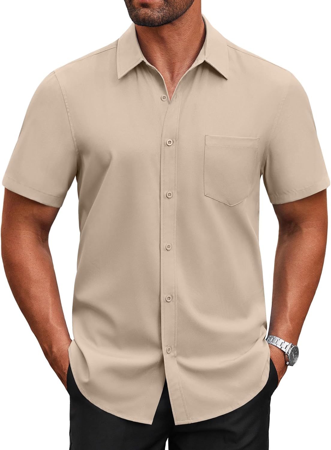 COOFANDY Men’s Short Sleeve Button Down Shirts Casual Dress Shirts for Men Untucked Shirt with Pocket COOFANDY Men’s Short Sleeve Button Down Shirts Casual Dress Shirts for Men Untucked Shirt with Pocket