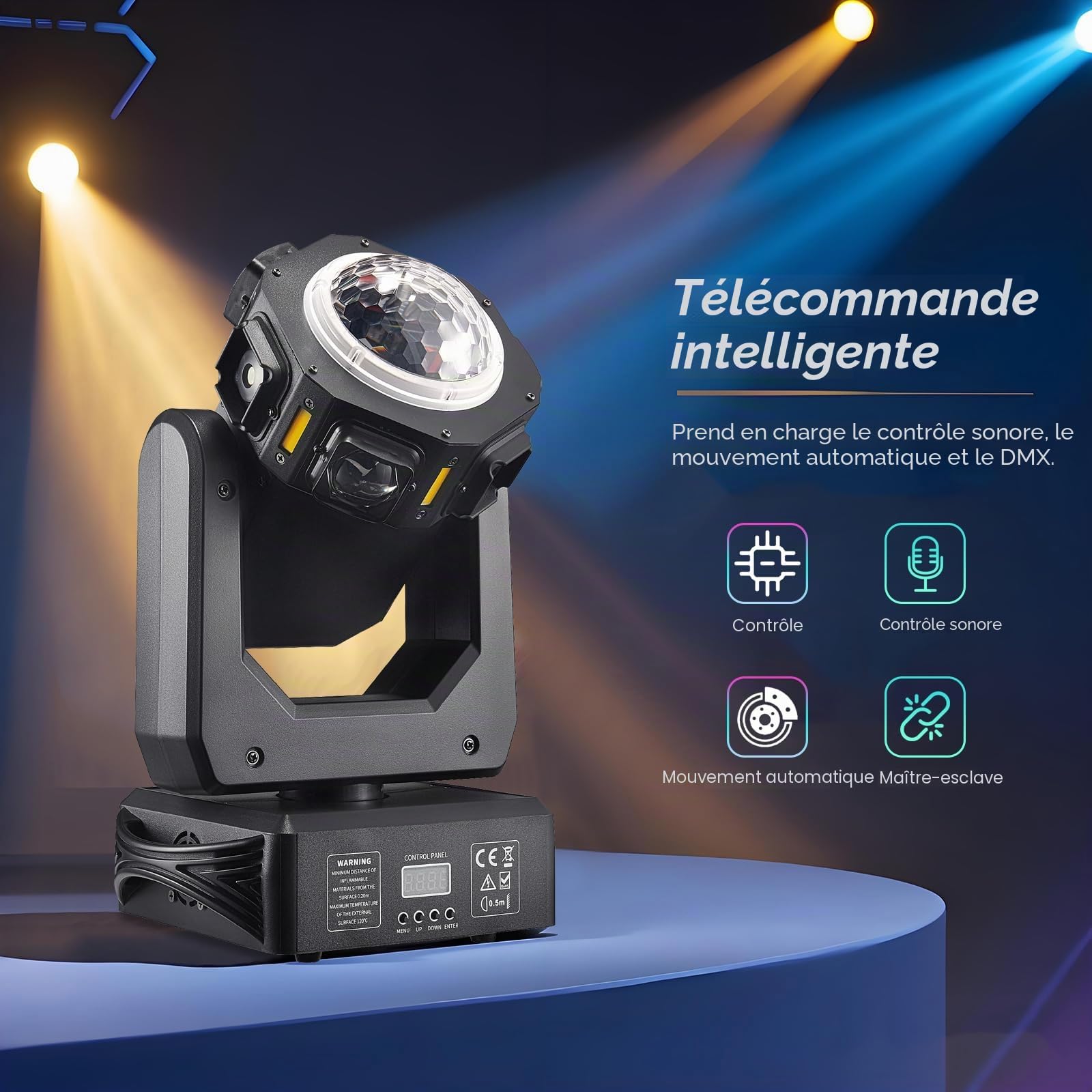 Disco Light Party Light, tête en mouvement - ZS101, LED RGB DJ Projecteur Musique Contrôlé DJ Disco Lumières, Effet DMX Spot, pour la réunion de famille, KTV, mariage, anniversaire, Halloween