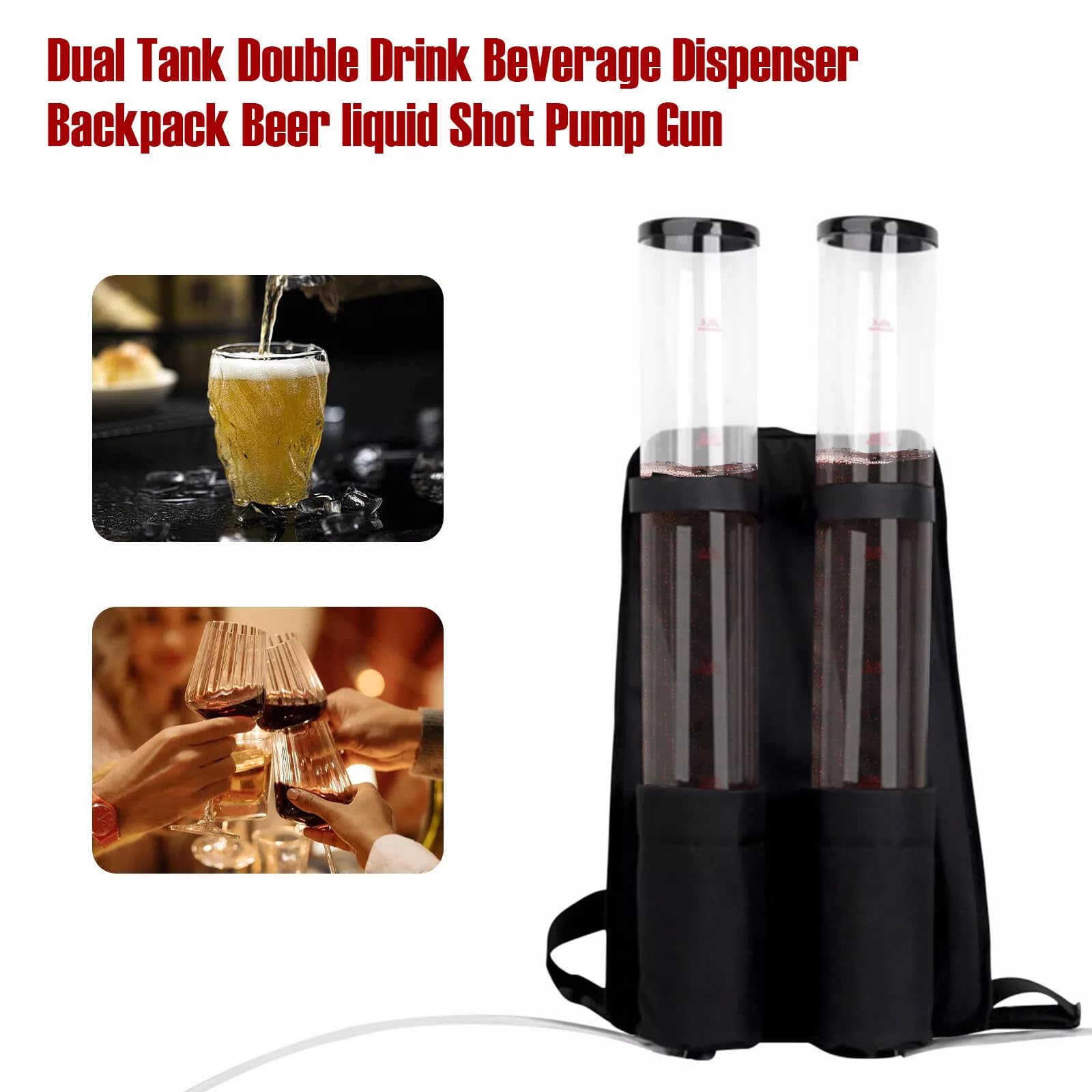 Dual Tank Drink Beverage Dispenser, Portable Dual Barrel Beverage Liquid Liquor Beer Backpack Dispenser for Club Bar Party Beer Tool 3L + 3L