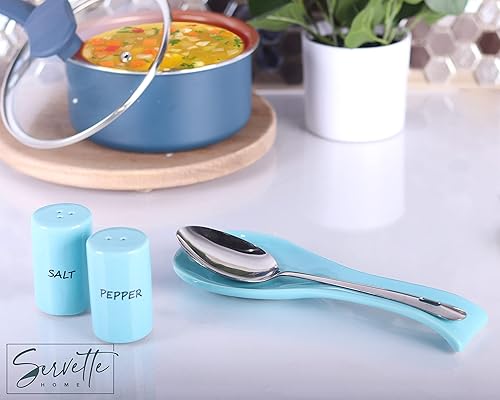 Miniatura 2 de Soporte de cuchara de cerámica azul para cocina