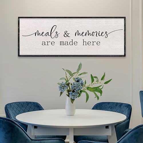 Miniatura 6 de LuZhiQiang Meals and Memories Are Made Here - Decoración de pared de 32 x 12 pulgadas para comedor, cocina, despensa, letrero grande con marco de