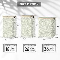 Vista 2 de BALEINE Cesta de lavandería con tapa, cestas altas para la ropa sucia con asas de bambú, contenedor grande para la ropa sucia con soporte interno