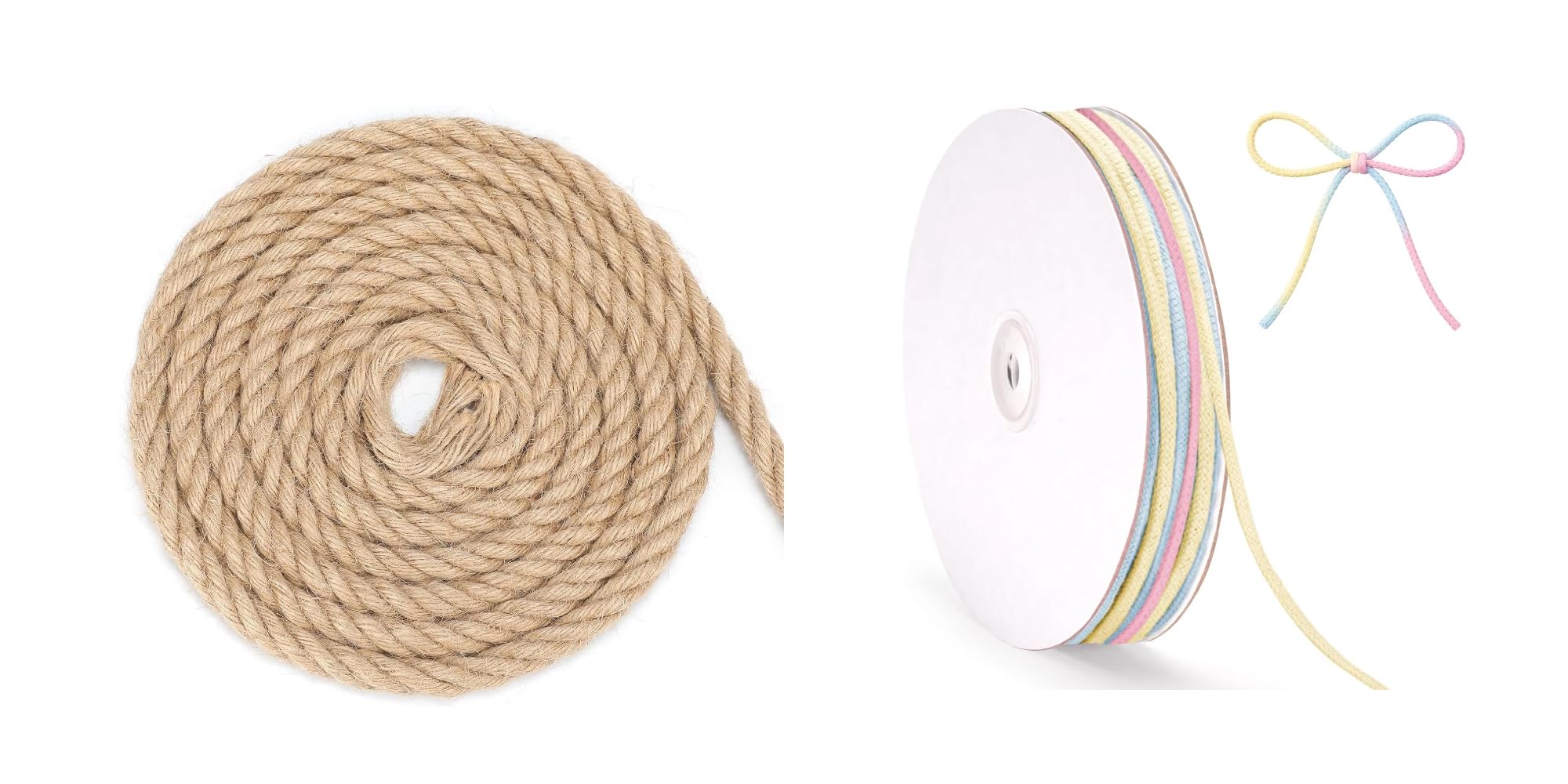Corde en jute 14 mm et coton rose : créez votre déco bohème