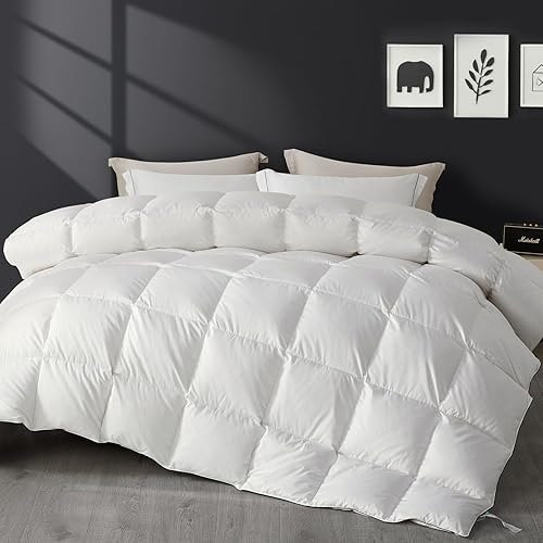 Miniatura 7 de SAPHREAS - Edredón de plumas y plumón tamaño King, para todas las estaciones, inserto de edredón blanco suave, ropa de cama de hotel lujosa de 100%