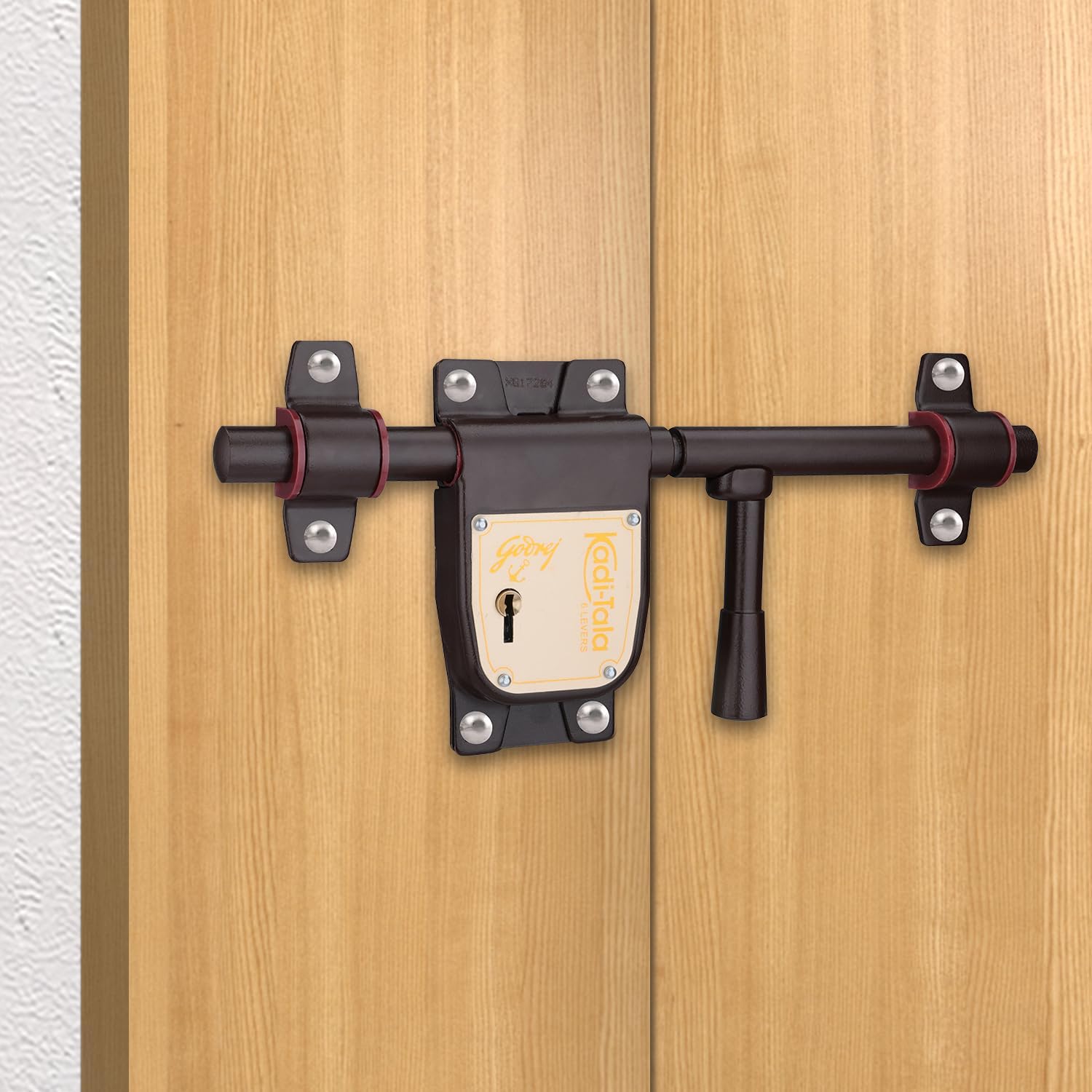 Godrej Locks I Kadi-Tala 6 Lever 275 mm I 3 Keys I for Double Door, Fitting Outside of Door Pannel I Aloy Steel Body Double Locking Mechanism for Main Door I Brown Texture Finish — Amazon image 10