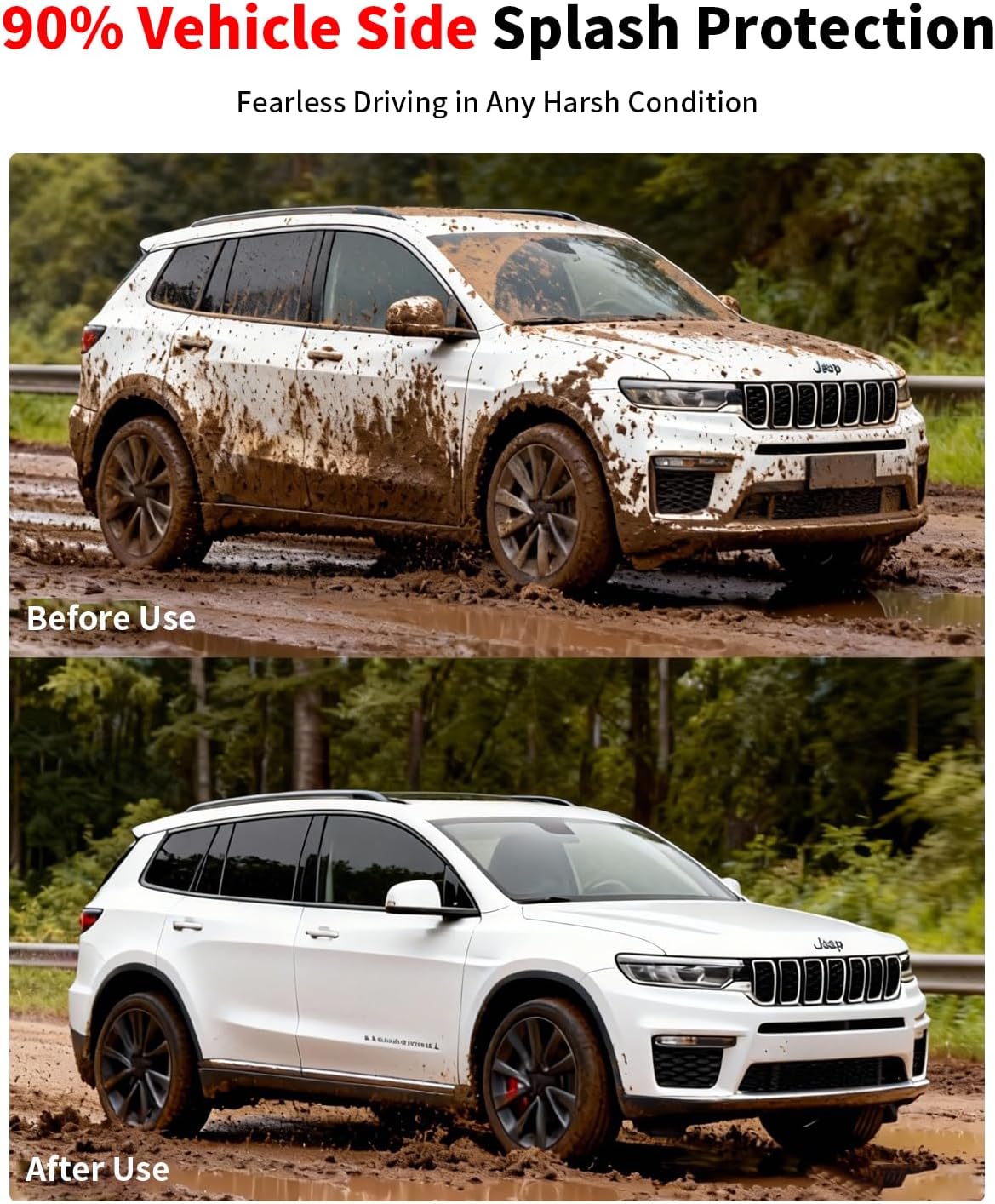 No Drill Mud Flaps for Jeep Grand Cherokee L 2022-2026 3-Row 7 Seats, Heavy Duty All Weather Splash Guards, Front & Rear OEM Mud Guards Set Fit Laredo/Altitude/Limited/Reserve/Overland/Summit Models