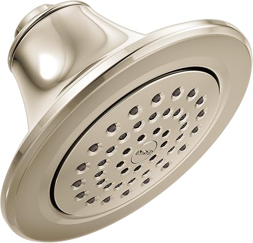 Moen S6312NL Icon - Cabezal de ducha de una función de 5-78 pulgadas con caudal de 2.5 GPM, níquel pulido