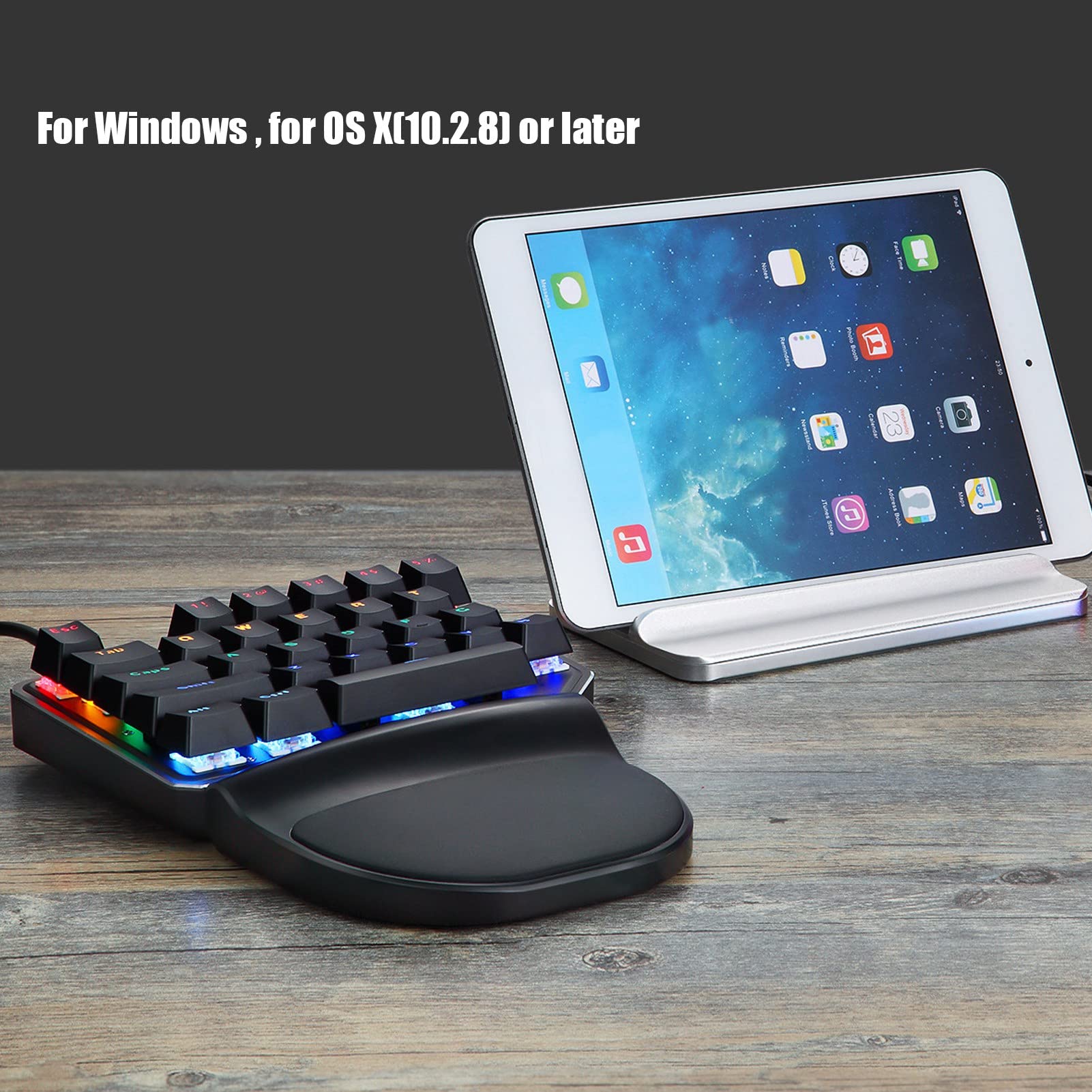 Teclado de una sola mano Mini teclado para juegos Teclado con una mano, juego mecánico RGB retroiluminado Teclado de una mano, accesorio de teléfono móvil con cable para PUBG/para 3