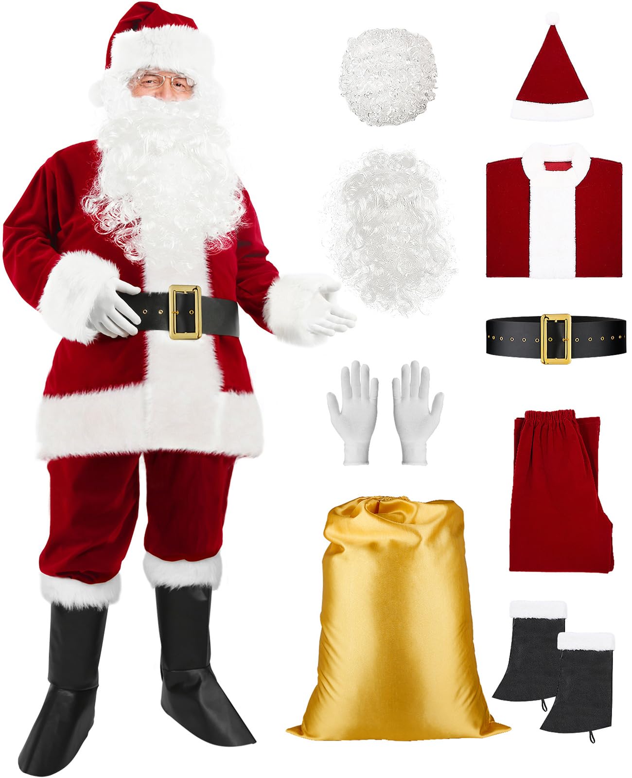Unisex Mens Deluxe Santa Claus Father Christmas Mascot Fancy Dress Costume Xmas