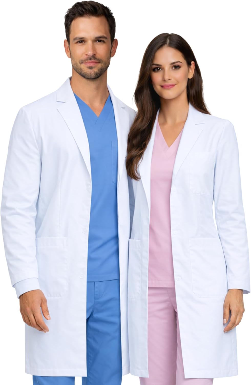 100% Cotton Lab Coat - Quick Release Snaps, Triple Pockets & Phone Slot - OEKO-TEX