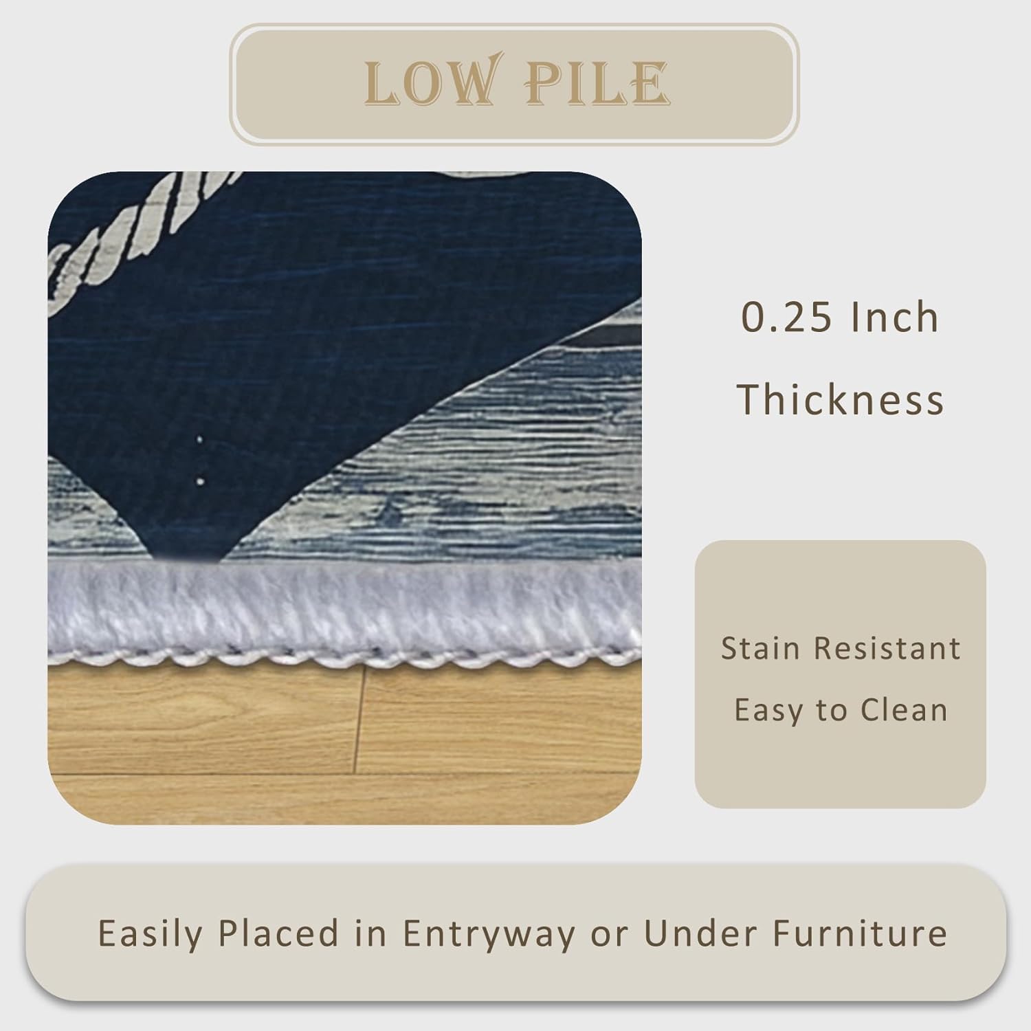 Navy Anchor Rugs for Living Room 3x4, Nautical Sailboat Coastal Pattern Design Area Rug, Navy Anchor Bedroom Decor Carpet, Non Slip, Washable (VSFG23)