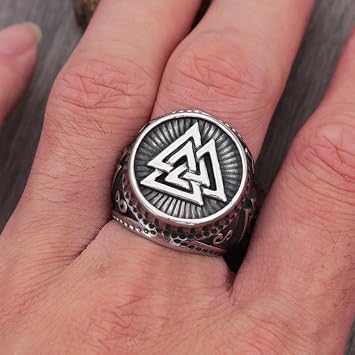 Vintage Stainless Steel Viking Valknut Ring Men Boy Nordic Odin Triangle Viking Ring Biker Amulet Jewelry For Boyfriend Gift
