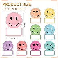 Vista 2 de Whaline 135 calcomanías de sonrisa pastel con nombre de cara, 9 diseños, calcomanías de placa de nombre, lindas calcomanías de decoración de tablón