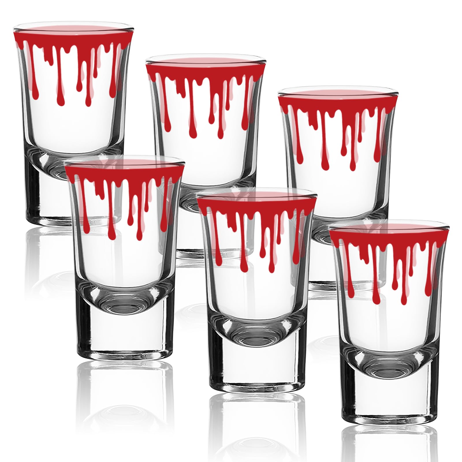 Whaline 6 Pack Halloween Shot Glasses Blood Splattered Drinking Glasses 1 7oz Horror Bloody Small Glass Shot Cups