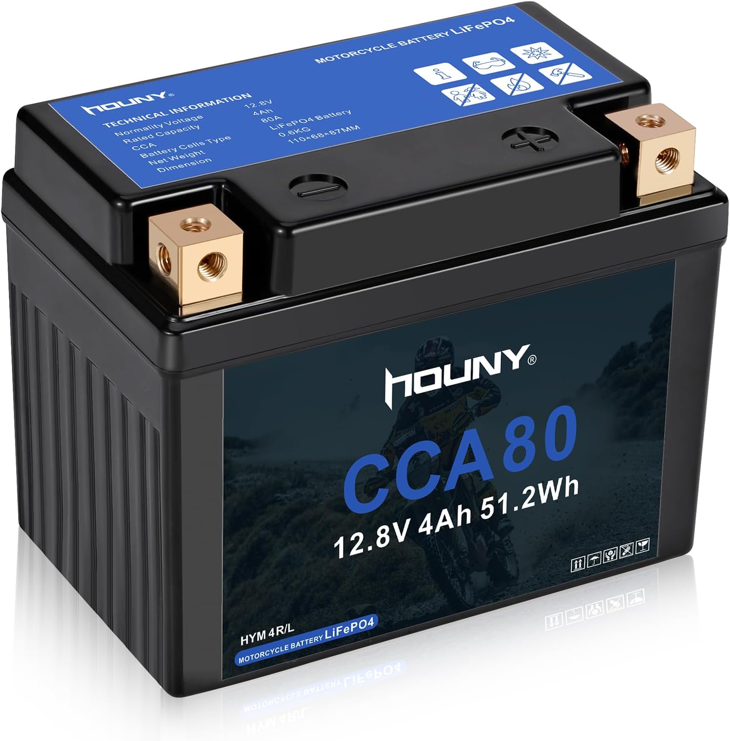 YTX4L-BS Lithium Motorcycle Battery 12V 4Ah 80CCA LiFePO4 High Performance Battery Compatible With Polaris Scrambler, Sportsman 90, Honda Scooters NQ50 Spree,Kawasaki 110 Can-Am DS70,Yamaha LE