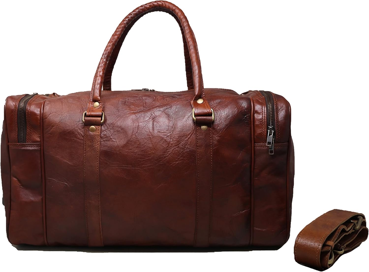 Jaald 20" Leather Duffle Bag Travel Carry-on Luggage overnight Gym weekender bag