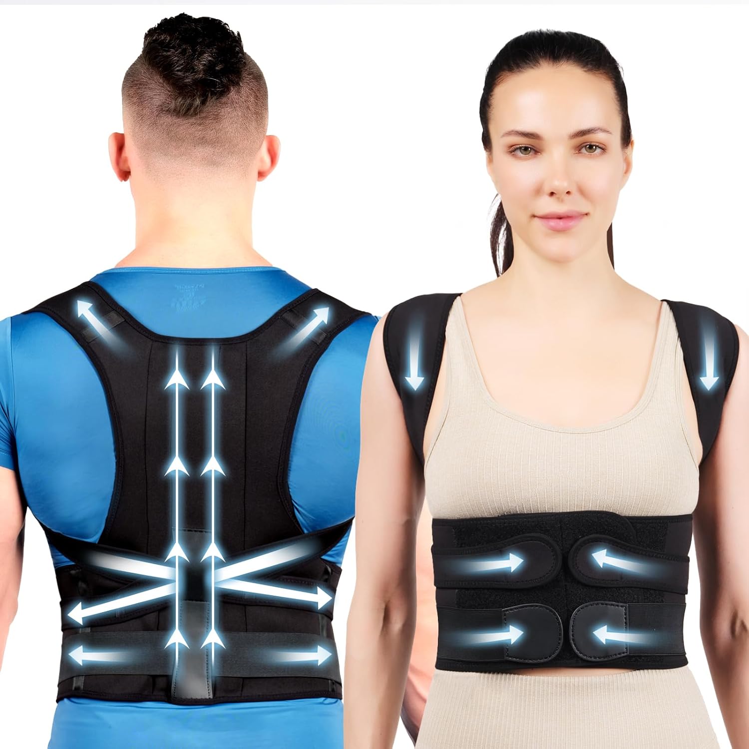 Back Brace Posture Corrector for Women and Men, Adjustable Full Back Support, Lumbar back posture corrector Back Pain Relief, Scoliosis, Hunchback, Hump, Thoracic, Spine Corrector (Medium)