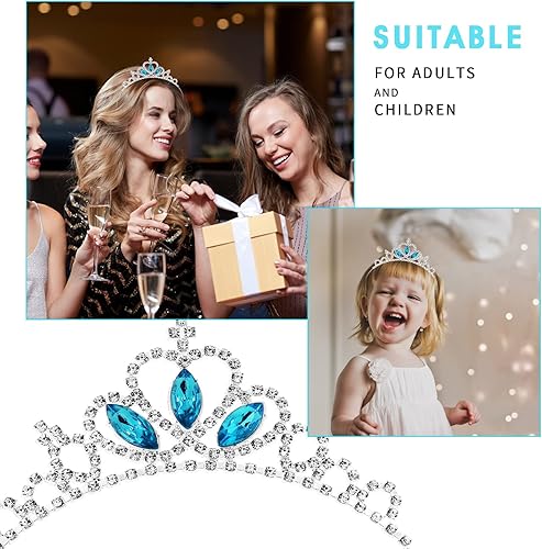 Miniatura 6 de Molain Tiara de corona de princesa, 2 piezas de diadema para niñas, diadema para el pelo, tiara de perlas de cristal con diamantes de imitación,