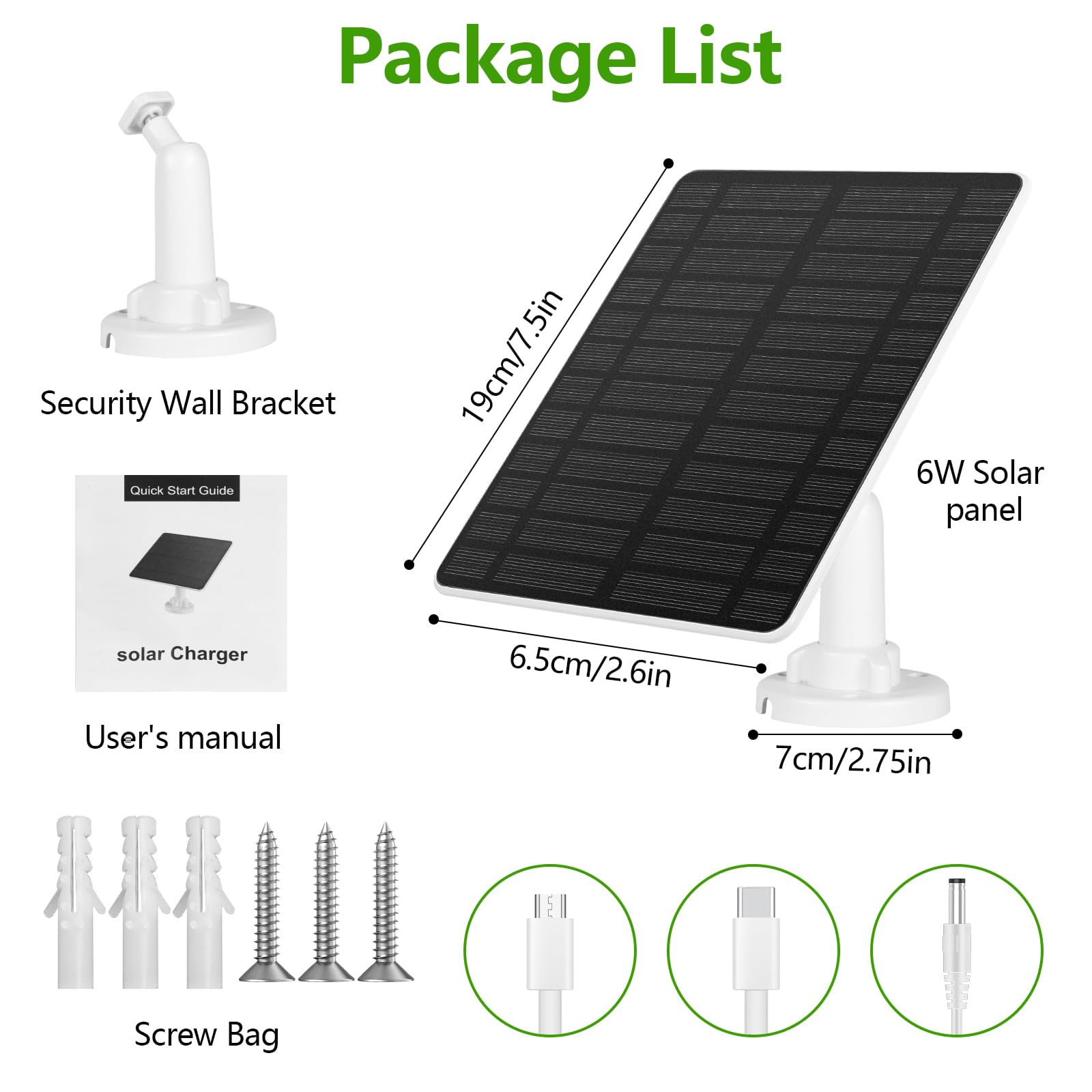 GuKKK Solarpanel 6W Für Eufy Kameras - IP65 Wasserdicht Mit 3m Kabel