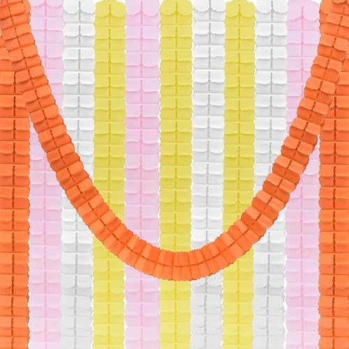 PATIKIL Guirnalda de cuatro hojas de 9.8 pies, paquete de 12 guirnaldas de flores colgantes de papel de seda, serpentinas reutilizables para