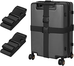 Adjustable Luggage Straps with Elastic Belt Buckle Cross Suitcase Travel Strap for Suitcase Attachment for Travel Suitcase Strap for Secure Closure 2 Pieces (Black)