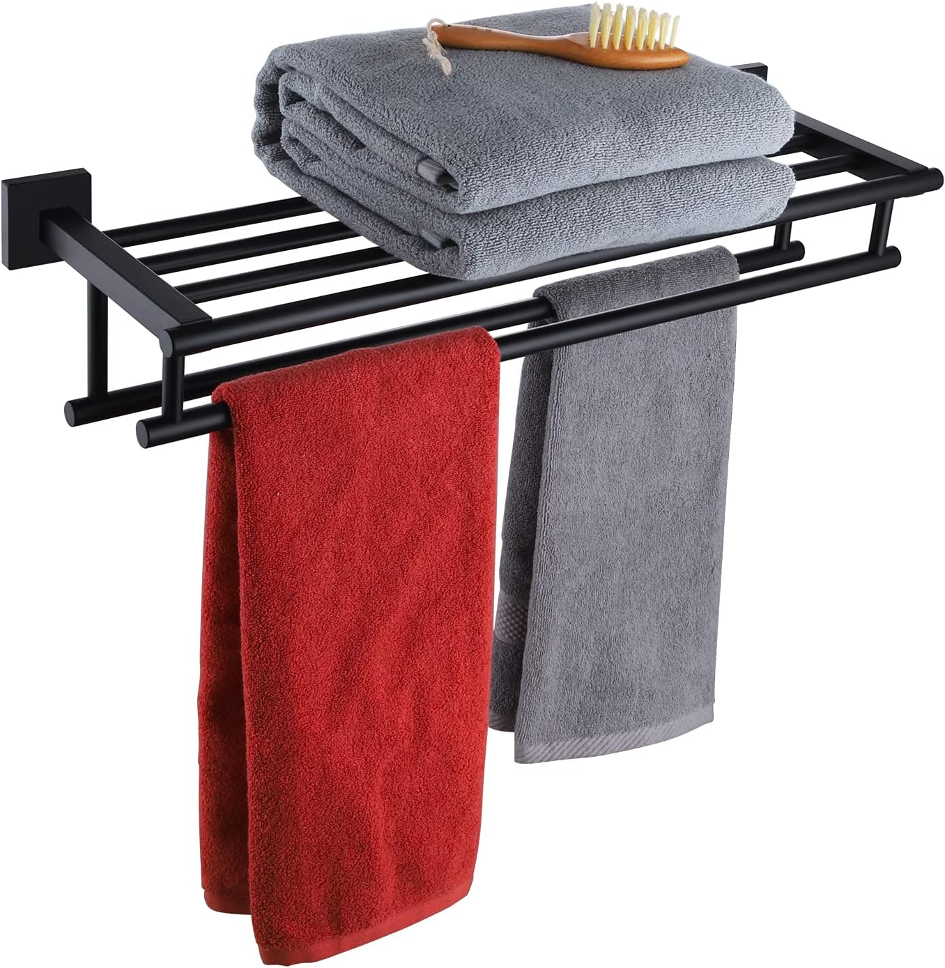 KOKOSIRI Bath Towel Rack with Double Towel Bars Bathroom Towel Shelf 20