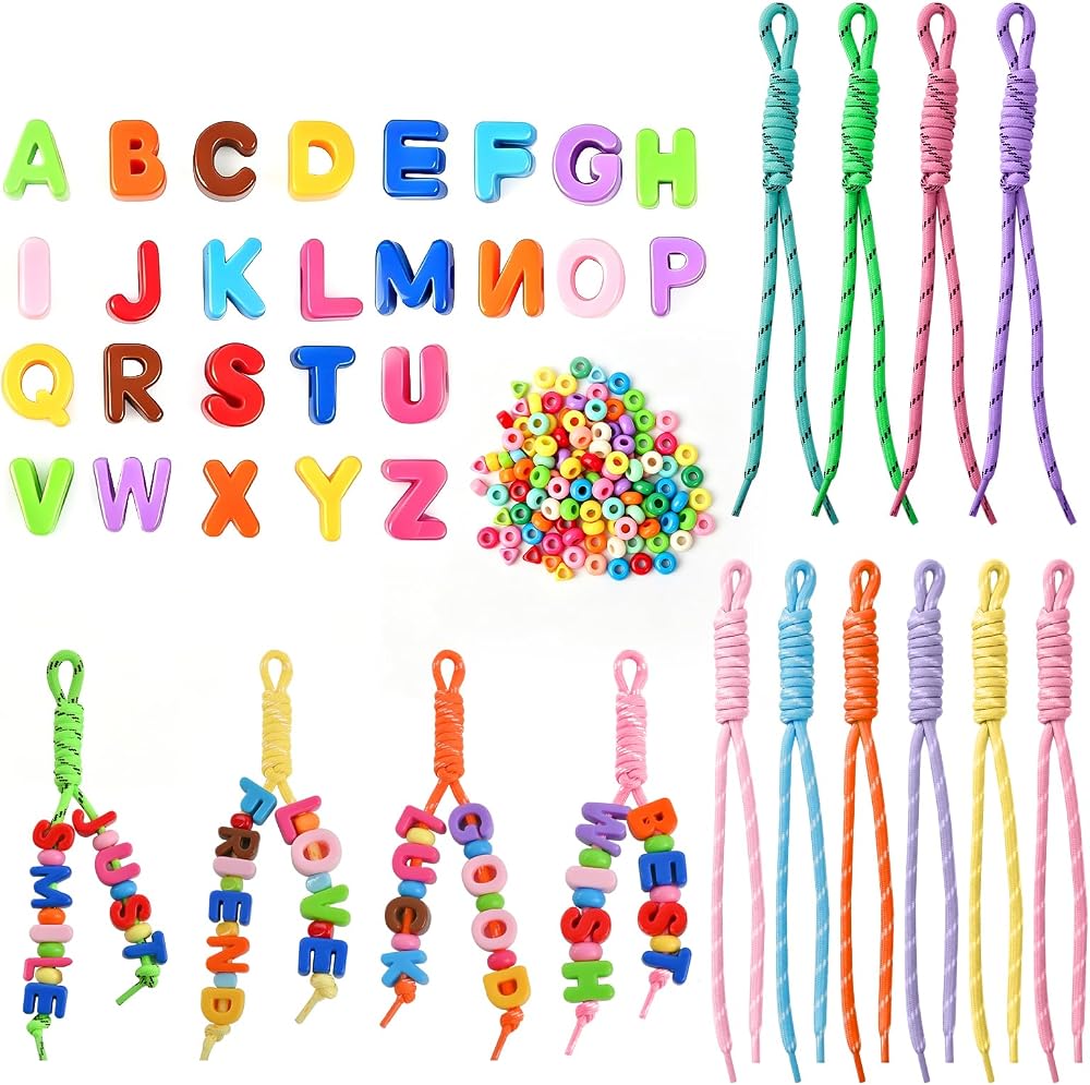 186Pcs Letter Beads Kit, 52 Chunky Bubble A-Z, Paracord — 사진 1