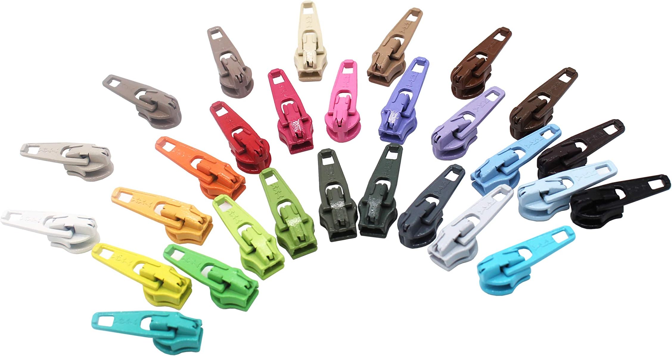 Zipper Repair Kit - #3 Auto Lock YKK Sliders - 30 Sliders Per Pack (Bright & Neutral Colors) - Made in The United States