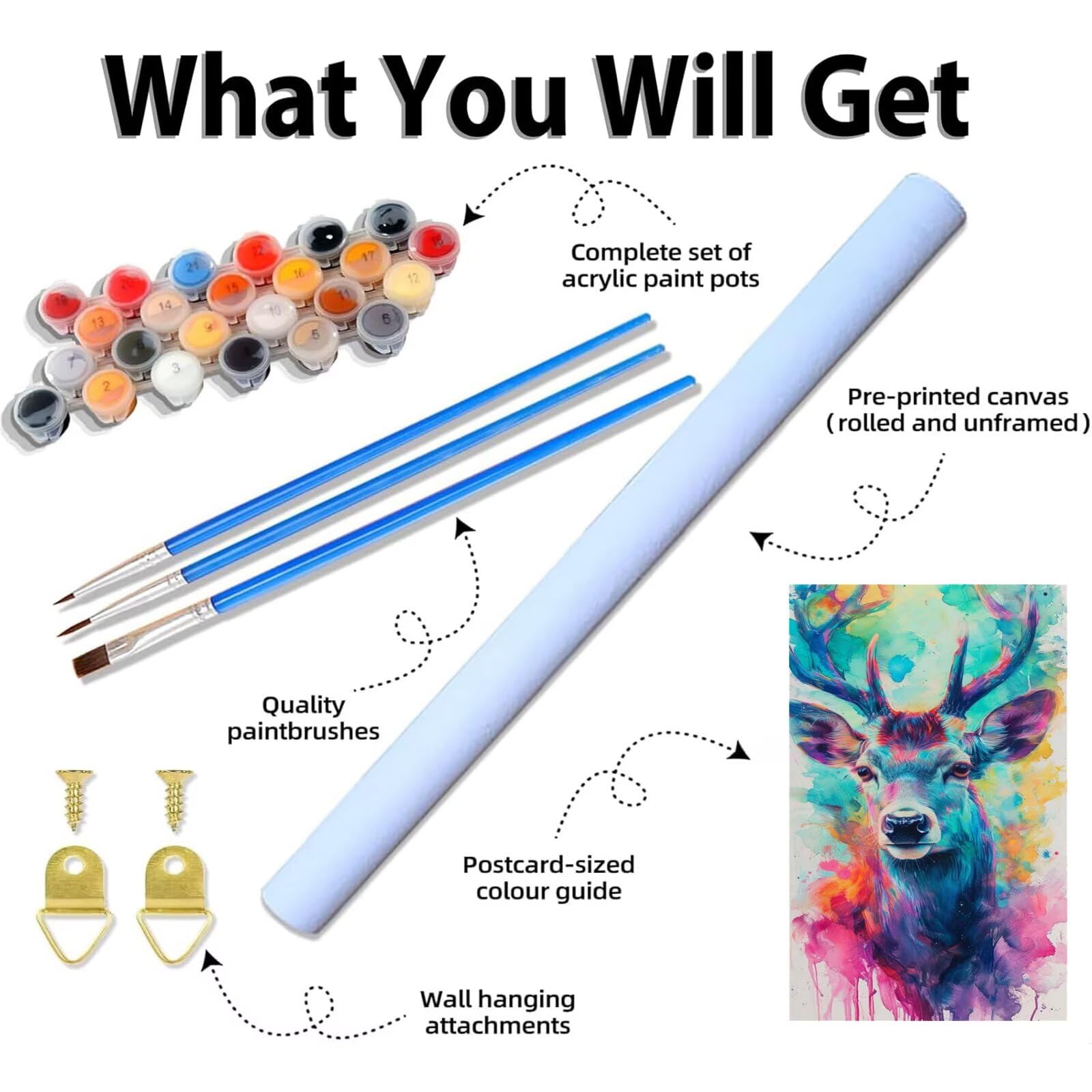 Peinture Numero Adulte Couleur Peinture Par NuméRos Grand Format Cerf Loisirs CréAtifs Adultes Enfant DIY NuméRo D'Art Complet Kit DéButants ,Cadeau GarçOns Filles 3+ Ans, Sans Cadre 80x160cm M-1057