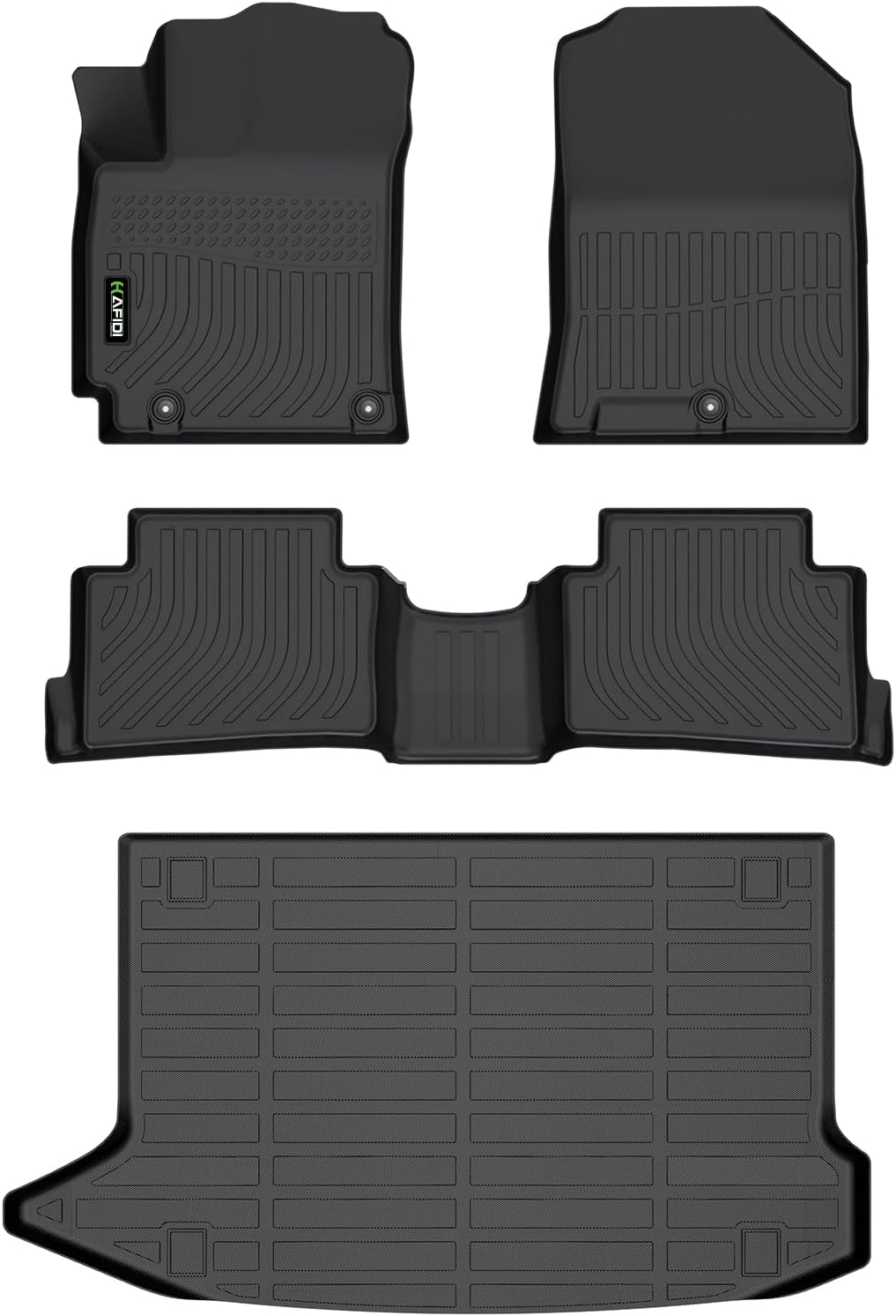 All Weather Car Floor Mats & Cargo Liner Set for Hyundai Kona 2018-2023/ Kona N 2022-2023 (No Electric Models) Custom Fit Accessories - Black 4) For Kona 2018-2023 Set