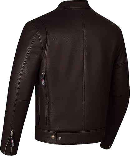 Miniatura 10 de Chaqueta de motocicleta de cuero de búfalo natural de primera calidad para hombre, armadura CE, bolsillos para armas, crucero, motociclista, Beige