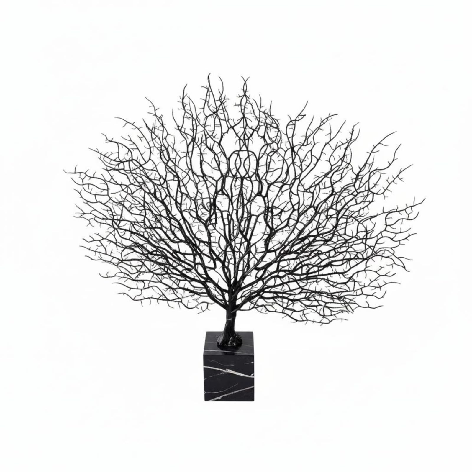 predolo Escultura de Mármol Coral Decorativo Adorno Centro de Mesa con Base Sólida y Estructura Metálica Estilo Moderno Adecuada para Consola Estantería Recibidor Oficina Hotel, Alto