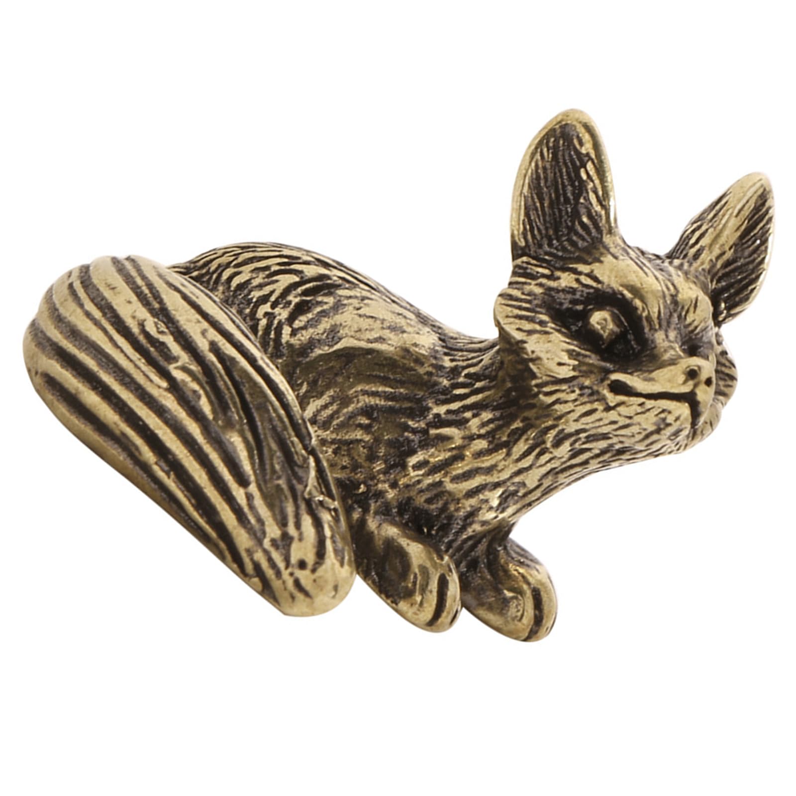 Lerpwige Ancient Antique Metal Foxes Miniature Statue Compacts Home Accent Decorative Piece with Intricate Carving Detail Antique Metal Foxes Figurine
